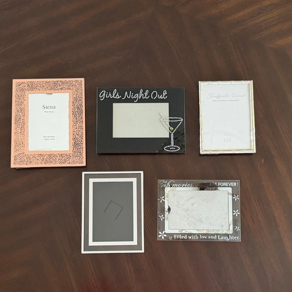Set of 5 Picture Frames Silver Rose Gold Black Tabletop Gallery Wall Decor